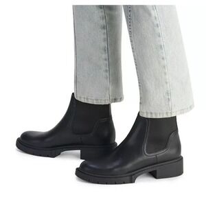 Coach Lenora Chelsea Booties Boots Black Womens 10 Vegan Leather Lug Moto